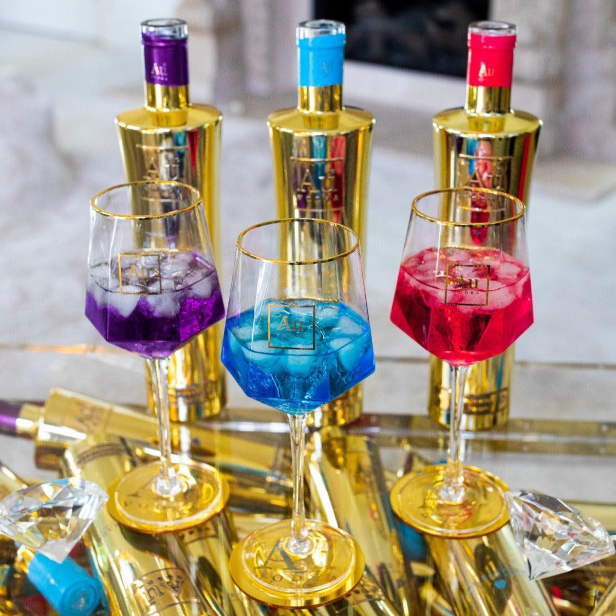 Au Long Stem Diamond Cut Glass - Au Vodka