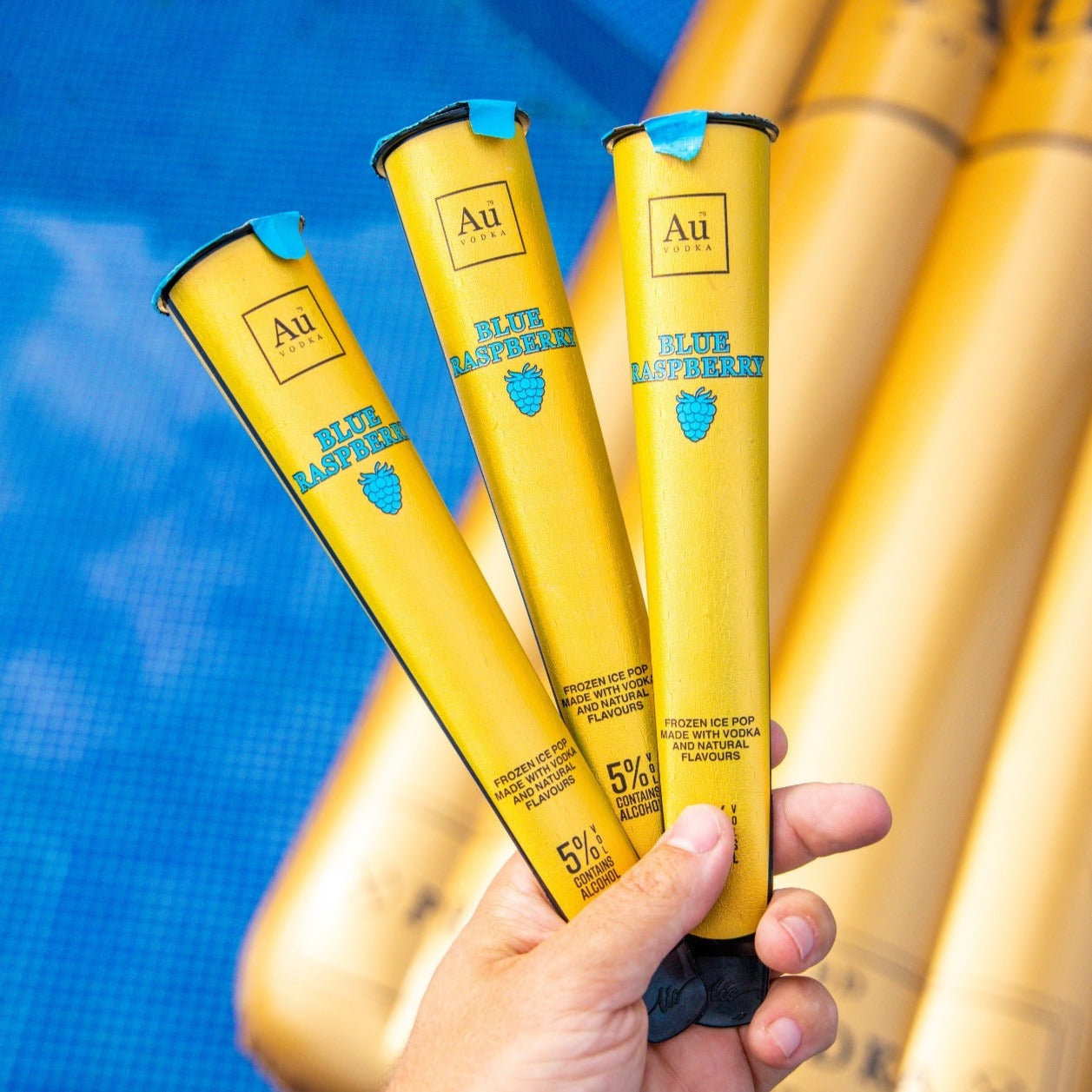 AU VODKA BLUE RASPBERRY BOX OF 12 ICE LOLLIES